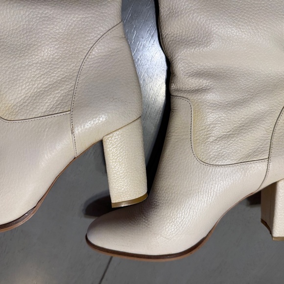 White/Cream Leather Boots with long Fringe (39) + warm furry liner - Picture 6 of 7